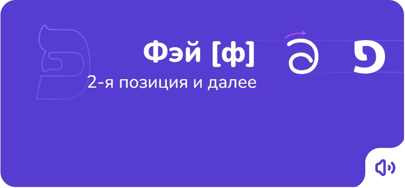Порядок написания буквы фэй на иврите
