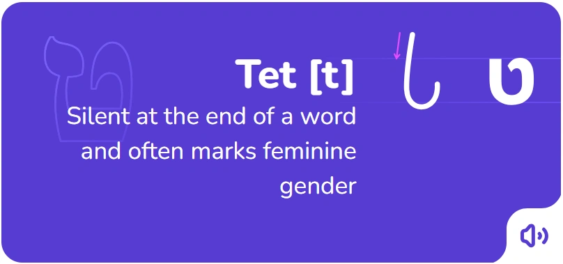 The order of writing the letter Tet in Hebrew