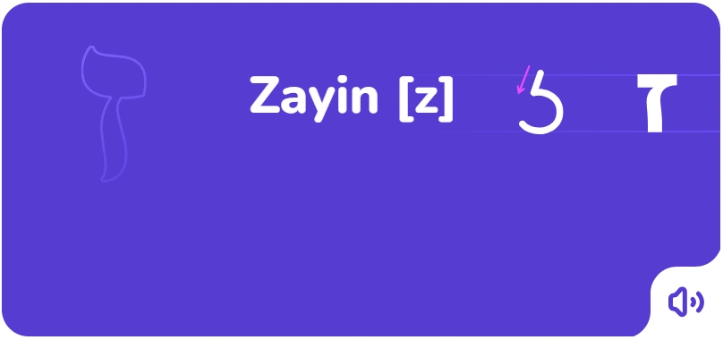 El orden de escritura de la letra Zayin en Hebreo