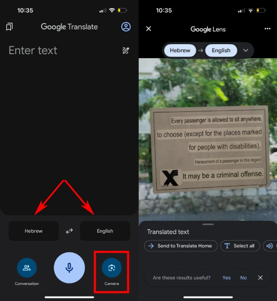 Translate images from Hebrew to English using Google Translate